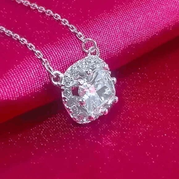 2/$40 Stunning Square CZ Necklace - Ladies Elegant Square Necklace - Picture 5 of 8